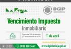 DGIP Comunica nueva próroga del vencimiento del impuesto inmobiliario.