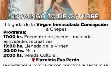 Chepes: Este domingo tendremos la visita de la Virgen Inmaculada Concepción en la Plazoleta Eva Perón.