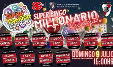 River de Chepes organiza un gran bingo el próximo 9 de julio.