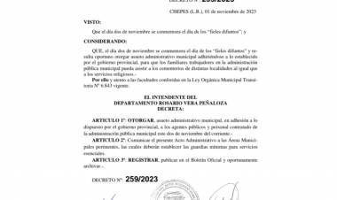 Asueto total para trabajadores de la Administración Publica por el Día de los Fieles Difuntos