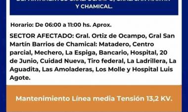El viernes y sábado habrá cortes de luz en localidades de los Llanos riojanos