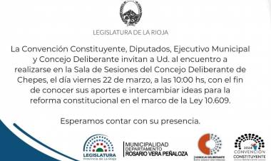 Chepes: Se lLevara a cabo Encuentro de los Convencionales Constituyentes