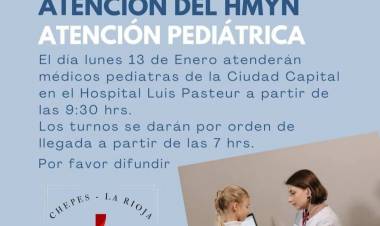 Chepes. Medicos pediatras de capital, llegan al hospital Luis Pasteur