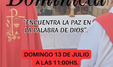 Invitación para participar de la Santa Misa Dominical el próximo 13 de julio