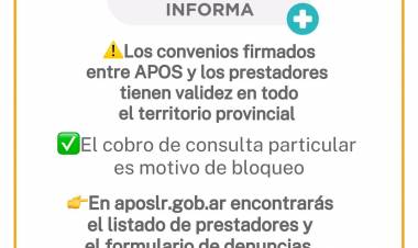 Importante: Cobro de consulta particular a afiliados de APOS en el interior 