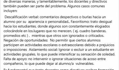 Chepes: Profesor de escuela técnica hace reflexión sobre el bullying y el destrato hacia los alumnos