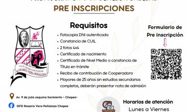 Pre-Inscripciones Profesorado de educación Inicial "Rosario Vera Peñaloza"