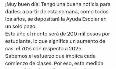 La Provincia depositará la Ayuda Escolar: será de $200 mil por estudiante