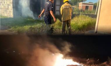 Incendios en Chepes: Bomberos sofocaron llamas en el ferrocarril y el cementerio