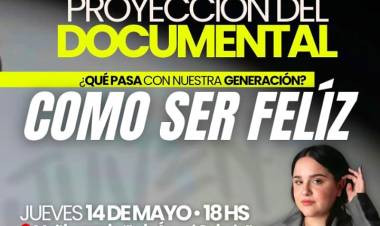 Proyectarán el documental “Cómo ser feliz” con charla abierta junto a Ofelia Fernández