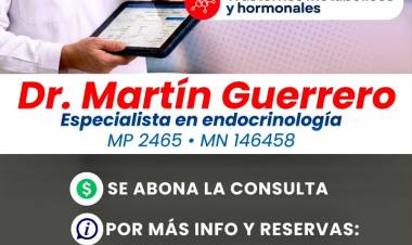 Atención especializada en salud: un endocrinólogo atenderá este martes en la ciudad