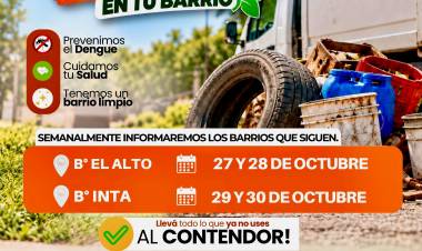 Rosario Vera Peñaloza impulsa una campaña de limpieza barrial para prevenir el dengue