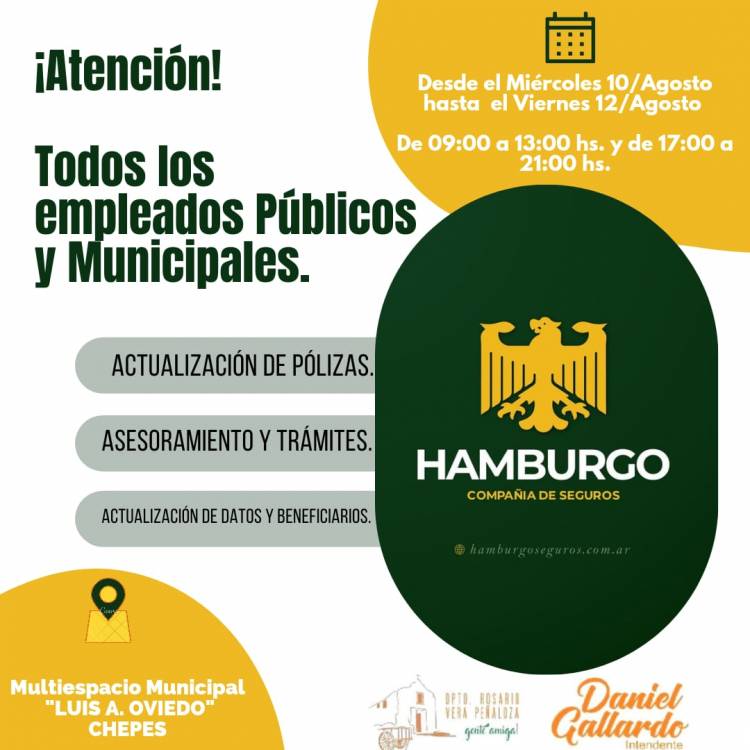 Hamburgo Seguros en Chepes: Actualizacion de datos y asesoramiento a empleados publicos y municipales.