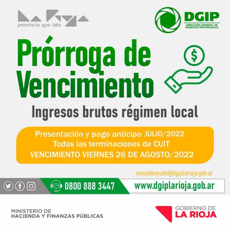 Prorrogan vencimiento del impuesto sobre los ingresos brutos régimen local.