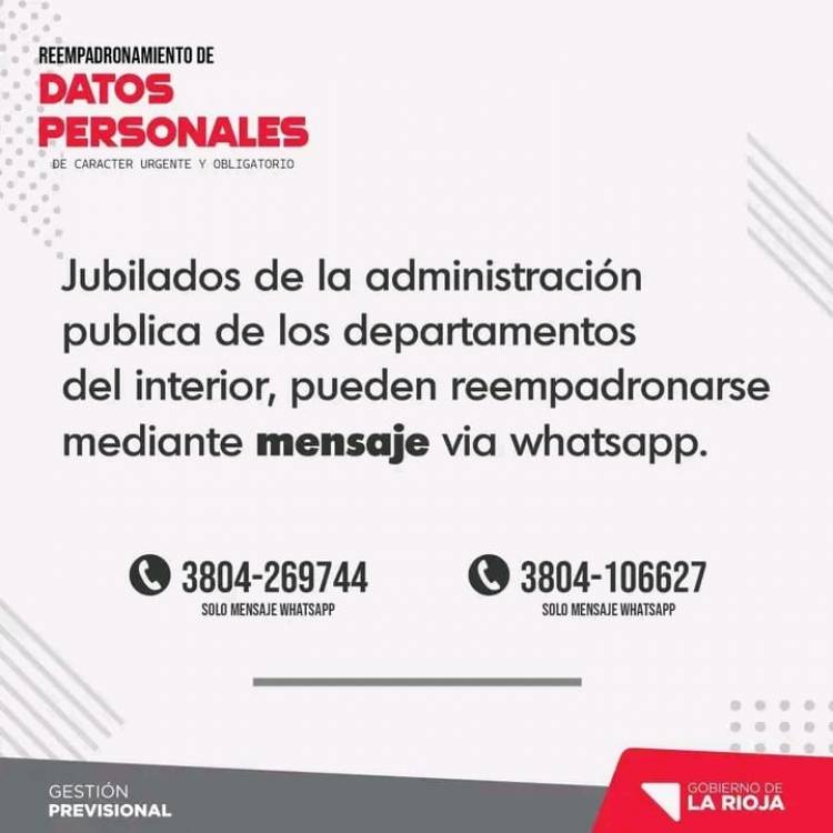 Reempadronamiento de Datos Personales: atención jubilados de la administracion publica