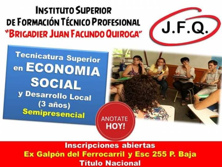 Inscripciones Abiertas para tecnicaturas del ciclo 2024 del ISFTP Juan Facundo Quiroga