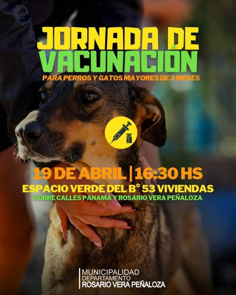 Chepes: Jornada de vacunación para perros y gatos