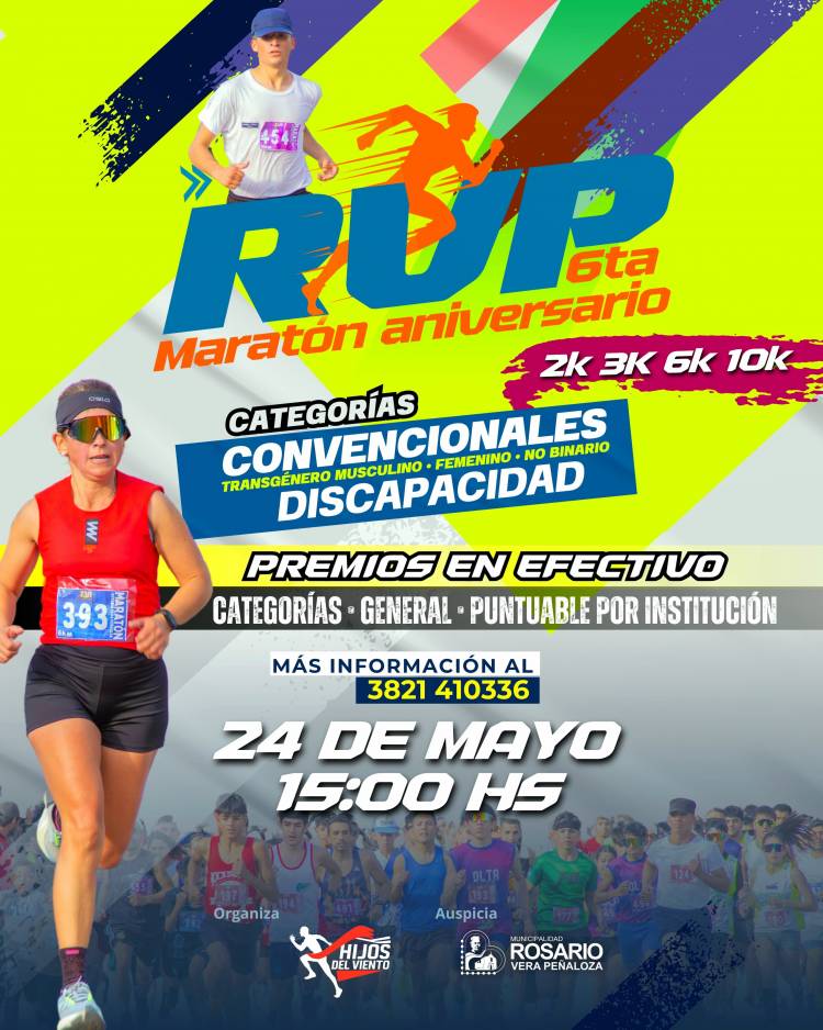Se viene la 6º edición de la maratón aniversario del Dpto. Rosario Vera Peñaloza