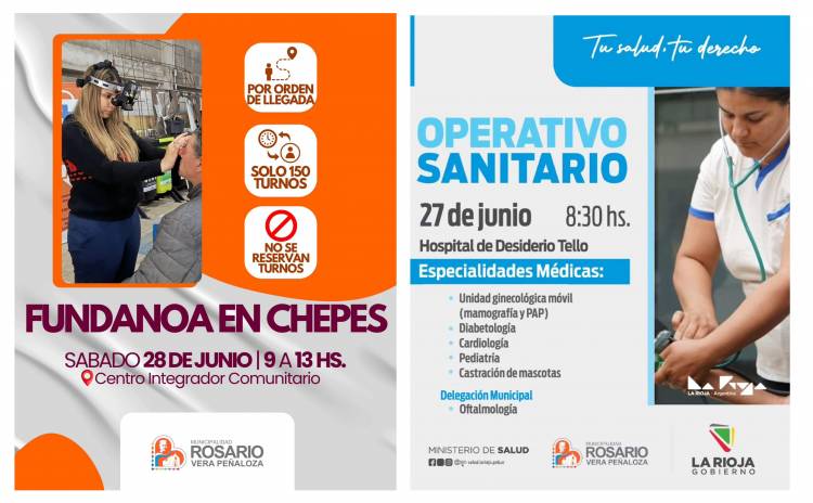 Fundanoa: Atendera en Chepes y en Desiderio Tello junto a la la Secretaría de Salud Municipal