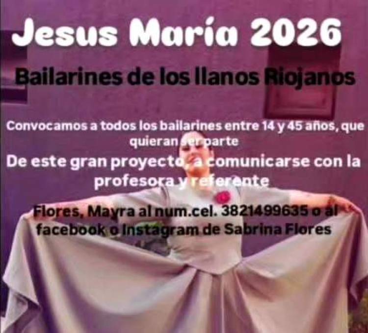 Bailarines de los llanos riojanos convocados para la apertura del Festival de Jesús María 2026