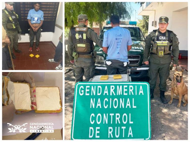 Detienen en La Rioja a un pasajero de ómnibus con más de un kilo de cocaína adosado al cuerpo