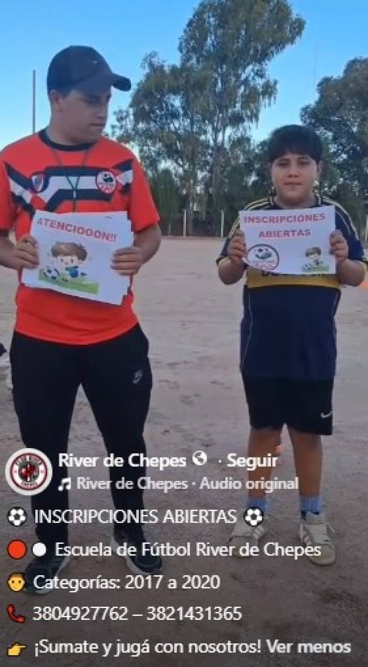 Con ingenio: El Club River de Chepes lanza una original campaña para su Escuela de Fútbol Infantil