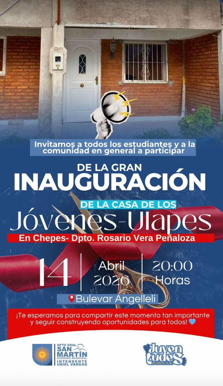 Ulapes contará con su espacio en Chepes: inauguran la Casa de los Jóvenes