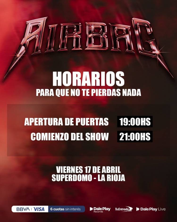 Airbag se presenta en La Rioja: lo que tenés que saber para asistir al show en el Superdomo