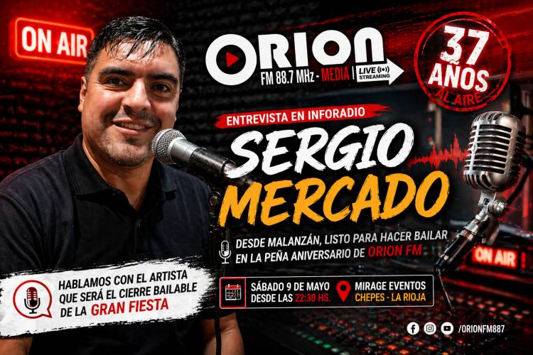 Sergio MerK2 será el gran cierre de la Peña Aniversario por los 37 años de Orion FM