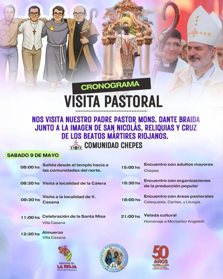 Monseñor Dante Braida realizará una intensa visita pastoral en Chepes y localidades de la región