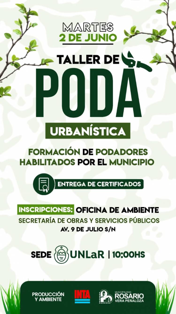 Chepes: dictarán un taller de poda urbanística con certificación y habilitación municipal