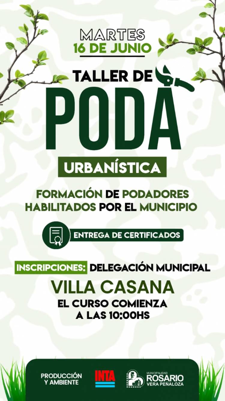 Villa Casana será sede de un taller de poda urbanística con certificación oficial