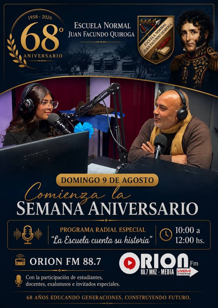 La Escuela Normal "Juan Facundo Quiroga" celebrará su 68° aniversario con un programa radial especial
