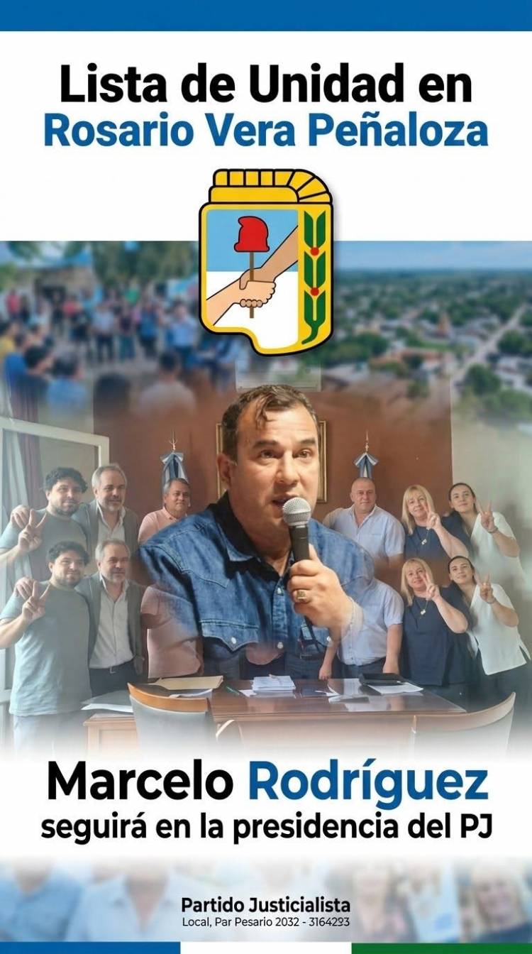 Unidad en el PJ de Rosario Vera Peñaloza: Marcelo Rodríguez continuará al frente del partido