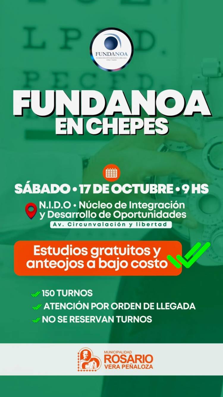 FUNDANOA llega a Chepes con estudios oftalmológicos gratuitos y anteojos a bajo costo